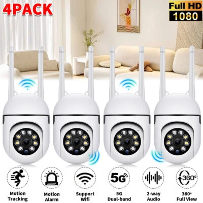 4 Pack Wireless 5G WiFi Security Camera System Smart Outdoor Night Vision 1080P - Image 1 of 4