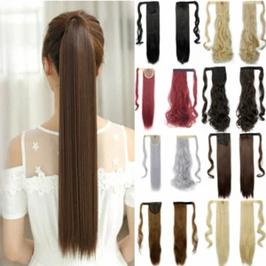 Clip In Hair Bundles Extensions Ponytail Wrap Around As Human Long Hair - Picture 1 of 34