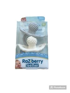 RaZberry Silicone Baby Teether Toy NIB - 2 pack White & Gray 3m+  - Pacifier