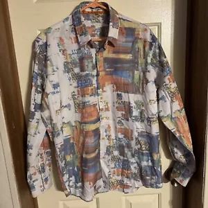 Men’s Visconti Uomo Designer Tie Dye Long Sleeve Button Up Shirt Dress Casual - Picture 1 of 8