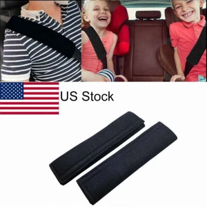Black Car Safety Seat Belt Shoulder Pads Cover Cushion Harness Comfortable Pads - Picture 1 of 7