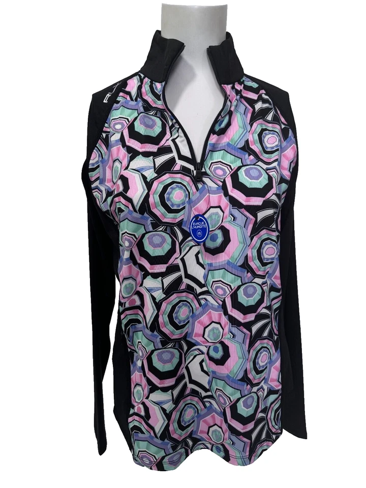 RLX Golf Ralph Lauren Women Black Quarter-Zip Jersey Pullover Size S