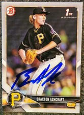 Braxton Ashcraft Signed IP 2018 Bowman Draft Card #BD-95 Pirates Top 15 Prospect