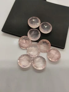 Rose Quartz 18x18mm Round Checker Cut – Faceted Pink Gemstone - Picture 1 of 4