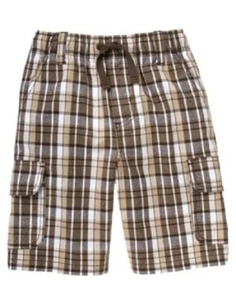 NWT Gymboree Kid Boy ALL STAR SLUGGER Brown Plaid Pull-On Shorts 4 - Picture 1 of 1