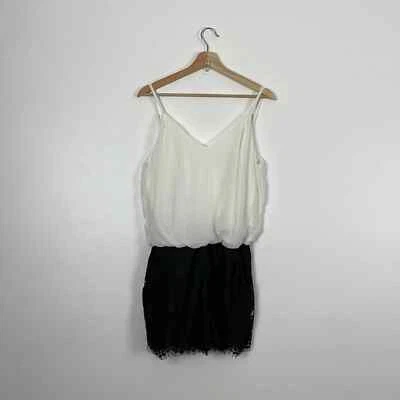 Bisou Bisou Mameluco Mujer Talla 6 Gasa Encaje Cuello en V 2 Bolsillos Negro Sin Mangas Foto 1 de 4