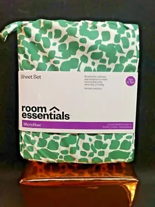 Room Essentials Mikrofaser Twin/XL Doppelblatt 3-teiliges Set grün/weiß Neu mit Etikett - Bild 1 von 4
