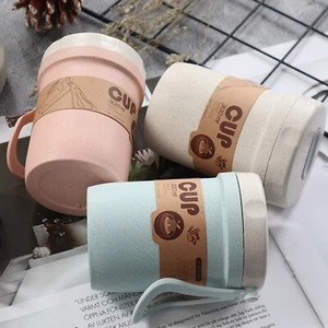 300ml Wheat Straw Soup Cup with Spoon - Leak-Proof, Non-Slip, Eco-Friendly - Picture 1 of 20