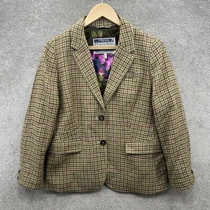 Joules Tweed Jacket Womens UK 16 Brown Check Dogstooth Portman Blazer Country - Picture 1 of 14