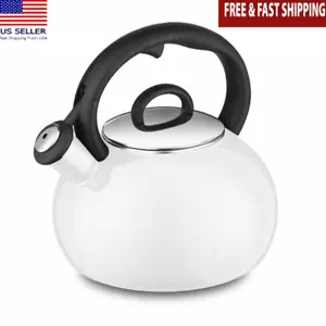 Bollitore Acciaio Porcellana Teak Capacità 2 Qt Smaltato Rivestito Caldaia Cucina Bianco Nuovo - Foto 1 di 3
