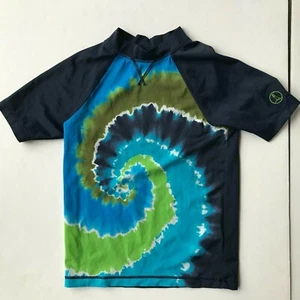 Lands End Kids Short Sleeve Top Sz M 5-6 Navy Tie Dye Nylon Spandex Hippie Boho - Picture 1 of 8