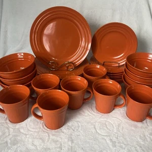 Rachael Ray Double Ridge Orange Dinner Salad Bowls Mugs Set of 30 - Picture 1 of 11