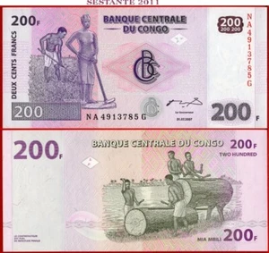 CONGO 200 FRANCOS 31 7 2007 Impreso G&D P 99a UNC Envío Gratis desde 100$ - Imagen 1 de 3