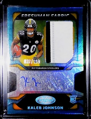 2025 Panini Certified Football Kaleb Johnson Mirror Teal Rookie Patch Auto /199 - Image 1 of 2