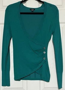 Guess Strick Faux Wickel Top Log Sleeve Grün Gr. M/M - Bild 1 von 2