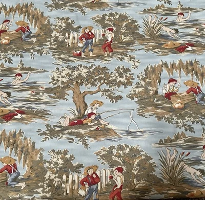 Vintage Tom Huck Moda Fabric Reproduction Classic Mark Twain Finn Sawyer 2 yards - Image 1 of 3