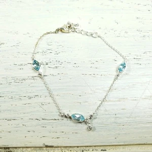 Silpada 925 Sterling Silver & Blue Topaz Cubic Zirconia Bracelet - Picture 1 of 5