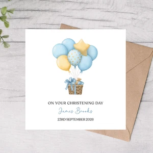 Personalisierte Taufkarte Junge, Am Tauftag Karte Sohn Pate Opa - Bild 1 von 4