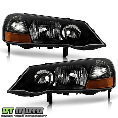 Black 2002-2003 Acura TL HID Xenon Model Headlights Headlamps Pair Left+Right - Image 1 of 4