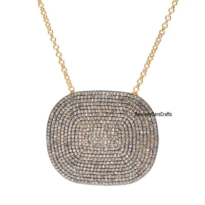 Collana con ciondolo a forma ovale in argento sterling 925 con diamanti... - Immagine 1 di 4