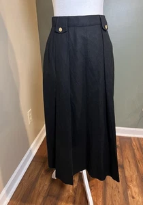 Cottage Tailor Black Maxi Wool Vintage 70/80s Skirt With Gold Buttons - Picture 1 of 7