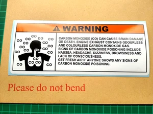 Boat Safety Carbon Monoxide Warning Label – Large Vinyl Hazard Sticker 195mm - Picture 1 of 6