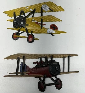 (2) Vintage 1975 Homco Avions Bi-Plane Métal Moulé Art Décor Mural Made In USA - Photo 1/7