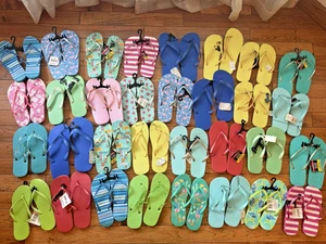 Paket 32 PAAR NEUE ERWACHSENE Flip-Flops Schuhe Größe S, M, L - Bild 1 von 10