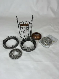 Lot of 6 Yankee+ Candle Illuma Lid Jar Topper Base Wire Holder Christmas Leaves - Picture 1 of 10