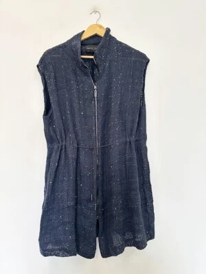 Designer Fabiana Filippi Size S Navy Blue Sequinned Silk Mesh Lined Women's Vest - Image 1 of 3