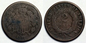 1871 Two Cent Piece - Picture 1 of 1