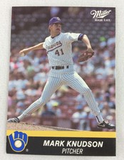 1990 Milwaukee Brewers Miller High Life Baseball Card - Mark Knudson