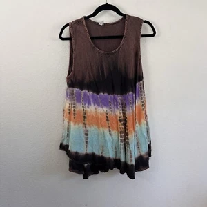 Vintage Womens Cotton Sleeveless Tie Dye Boho Summer Tank Top Blouse One Size - Picture 1 of 11