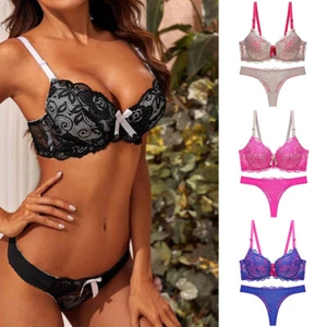 Ropa Interior Damas Nueva Lencería Sujetador Tanga Sujetador Conjunto Floral Encaje Sexy Sujetador - Imagen 1 de 16