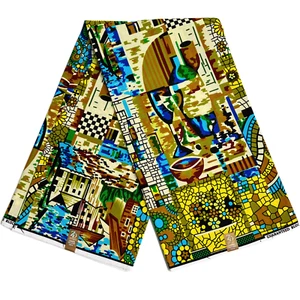 African Fabric Print Ankara Yards Quality 100% Cotton Black Blue Sewing Material - Picture 1 of 14