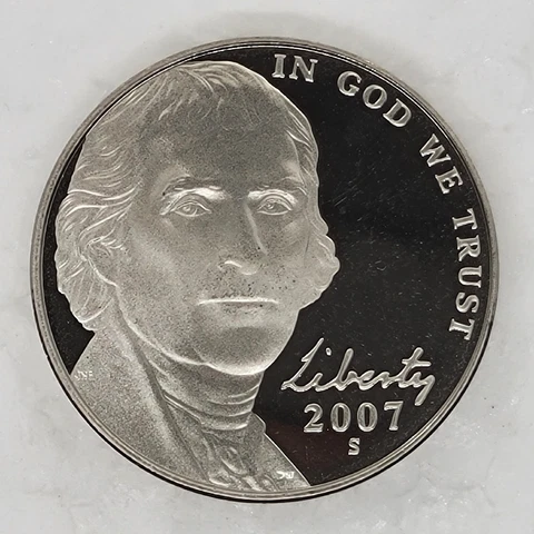 2007 S Ultra-Cameo Proof Jefferson Nickel Frosty Devices with Black Fields Cover