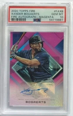 2020 Topps Fire Xander Bogaerts Fire Authograph Magenta /25 #FAXB PSA 10  - Image 1 of 2