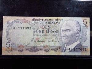 Turkey 5 Lira ND 1976 Series i P185 UNC Central Bank Türkiye Bank Money h7031 - Picture 1 of 2