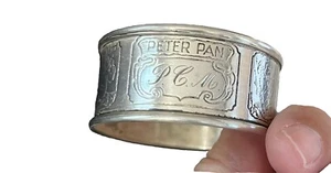 Servilleta anillo de plata esterlina Peter Pan Tinkerbell soporte con monograma - Imagen 1 de 11