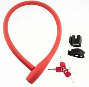 KNOG KRANSKY 880mm Cable Bike Lock With Bracket Red Keyed QR Mount NEW - Picture 1 of 4