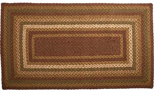 Braided Rectangle Area Rug w/ Non-Slip Pad Green & Red Tea Cabin 27" x 48" - Picture 1 of 8