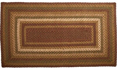 Braided Rectangle Area Rug w/ Non-Slip Pad Green & Red Tea Cabin 27" x 48" - Image 1 of 4