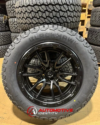 20x10 Fuel D679 Rebel Black Wheels 33" AT Tires 6X5.5 Chevy Silverado 1500 - Image 1 of 4