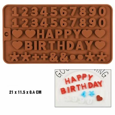 Happy Birthday Silicone Fondant Mould Cake Decorating Chocolate Baking Mold Tool - Image 1 of 3