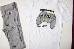 Old Navy Pajama 2pc Set Boys Game Over You Snooze You Lose New - Picture 1 of 4