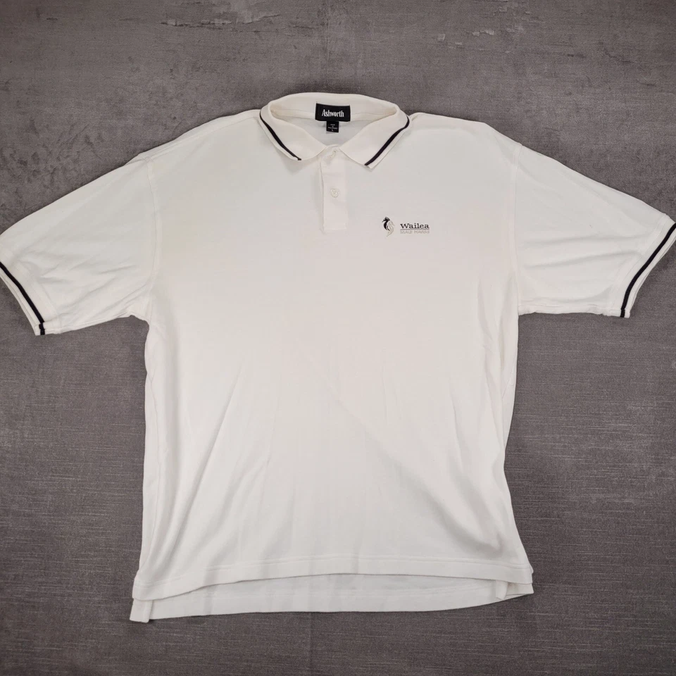 Polo de golf Wailea Maui blanco manga corta para hombre Ashworth talla grande Foto 1 de 4