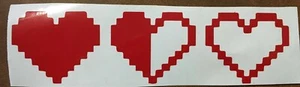 TLOZ Zelda 8 Bit Heart Containers Health Bar Video Game Car Vinyl Decal Sticker - Picture 1 of 1