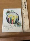 Vintage Christmas card MCM mid century candles candlelight