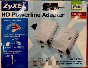ZyXEL HD Powerline Adapter PLA4205 500Mbps 2-Piece *NEW OPEN BOX*