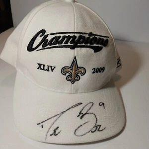 Gorra de béisbol Reebok Drew Brees 2009 autografiada Super Bowl XLIV lana crema NUEVA - Imagen 1 de 14